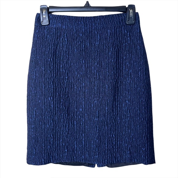 Ann Taylor Dresses & Skirts - Ann Taylor Blue Black Textured Straight Skirt Stretch